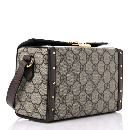 Gucci GG Supreme Monogram Textured Dollar Calfskin Mini Trunk Shoulder Bag Beige Ebony New Acero 5 of 9