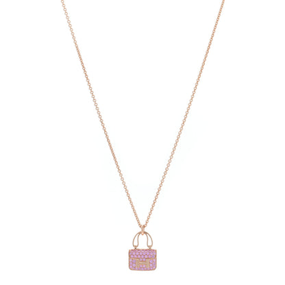 Hermes 18K Rose Gold Pink Sapphire Constance Amulettes Pendant Necklace 1 of 6