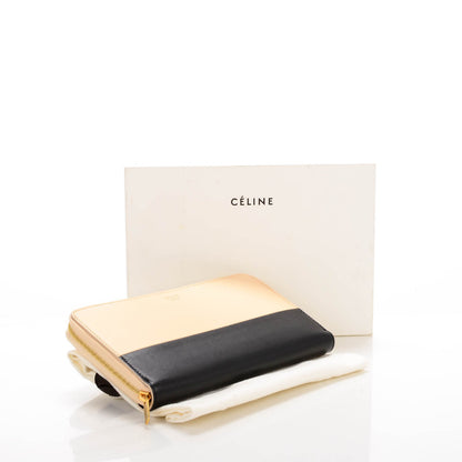 Celine Lambskin Large Zip Around Multifunction Wallet Beige Black 4 of 8