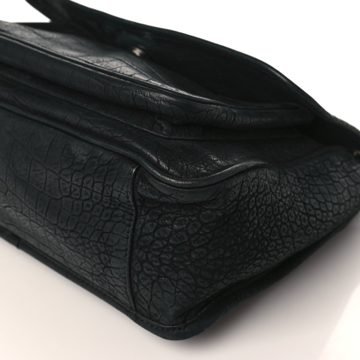 Saint Laurent Nubuck Crocodile Embossed Monogram Medium Niki Chain Satchel Black 9 of 9