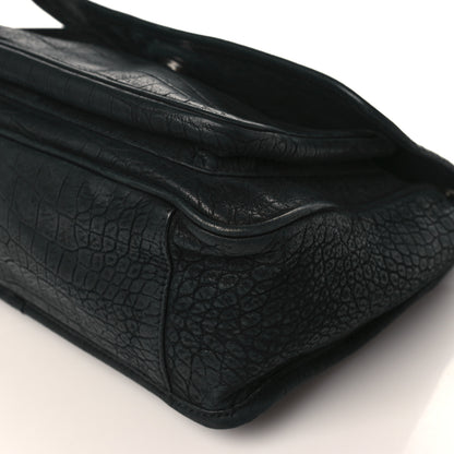 Saint Laurent Nubuck Crocodile Embossed Monogram Medium Niki Chain Satchel Black 9 of 9