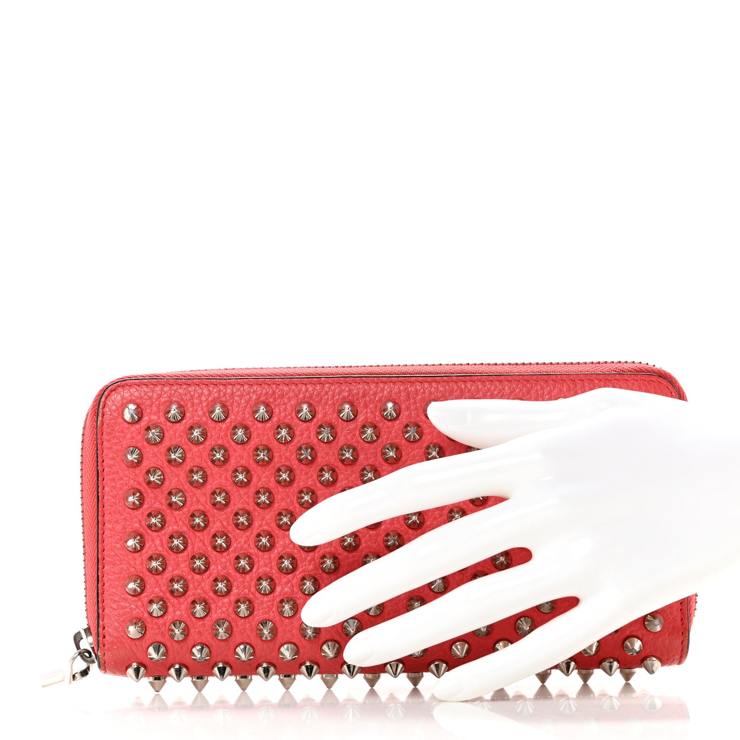 Calfskin Empire Panettone Spiked Zip Around Wallet Begonia