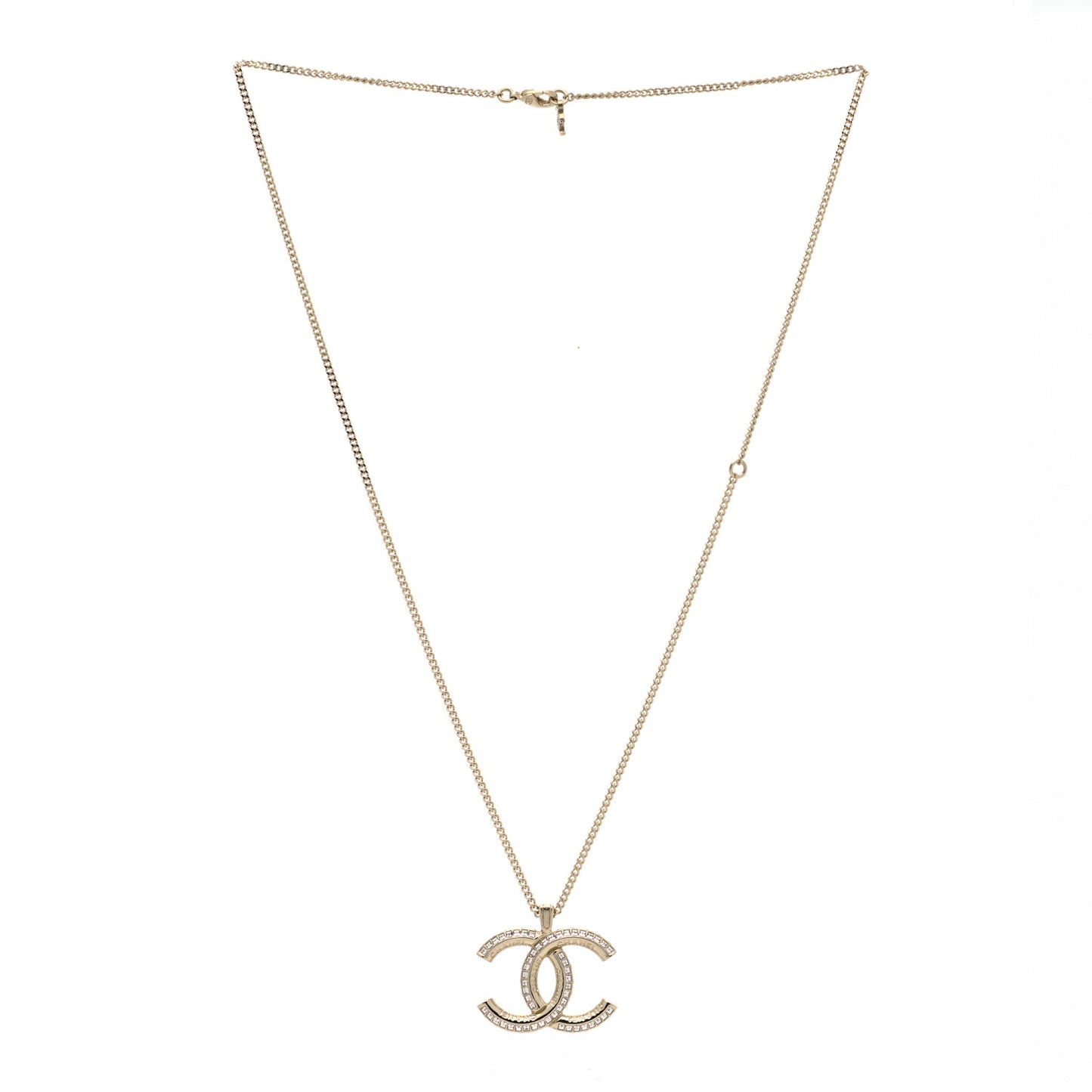 Baguette Crystal Logo CC Chain Necklace Gold