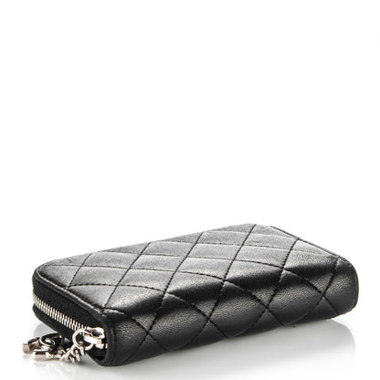 Chanel Lambskin Quilted Zip Around Card Holder Black 4 of 9