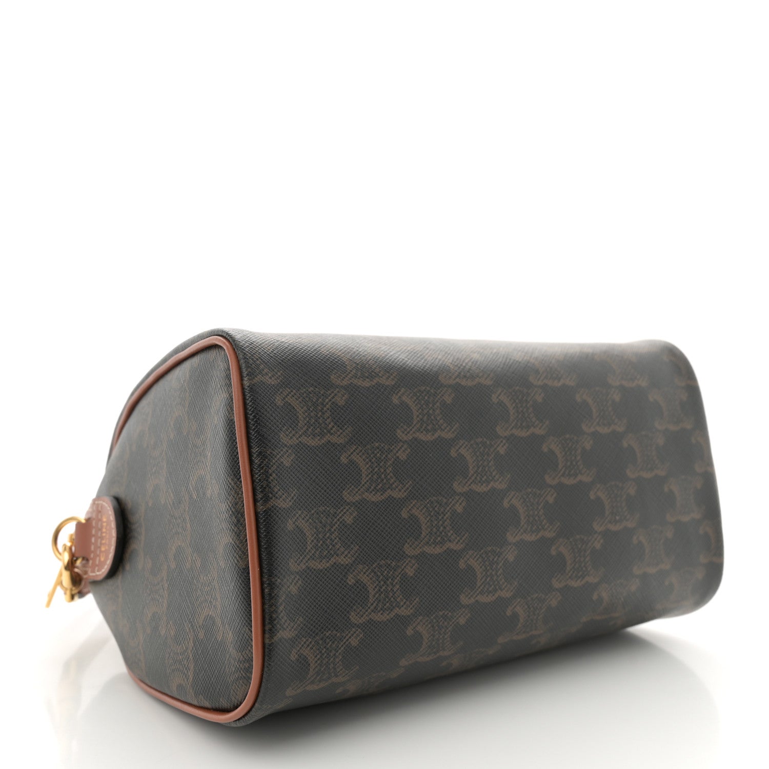 Celine Triomphe Canvas Calfskin Small Boston Bag Tan 4 of 10