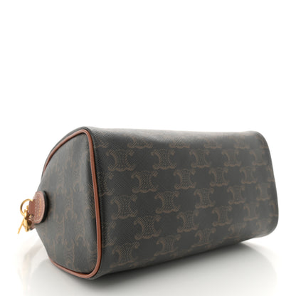 Celine Triomphe Canvas Calfskin Small Boston Bag Tan 4 of 10