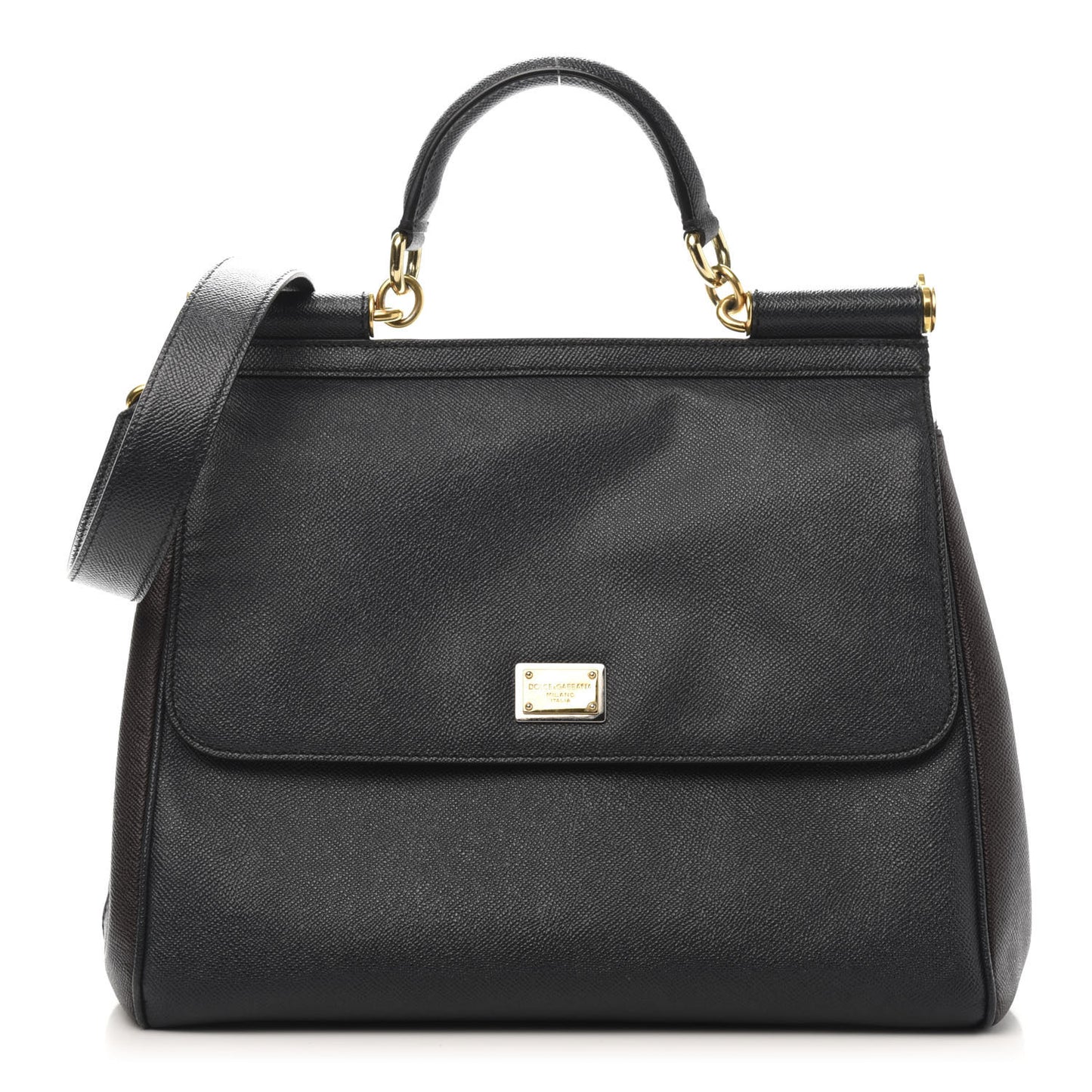Dauphine Large Bi-Color Miss Sicily Satchel Black Brown