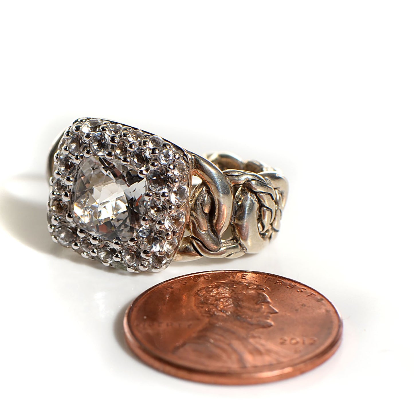 JOHN HARDY Sterling Silver White Topaz Batu Classic Earrings