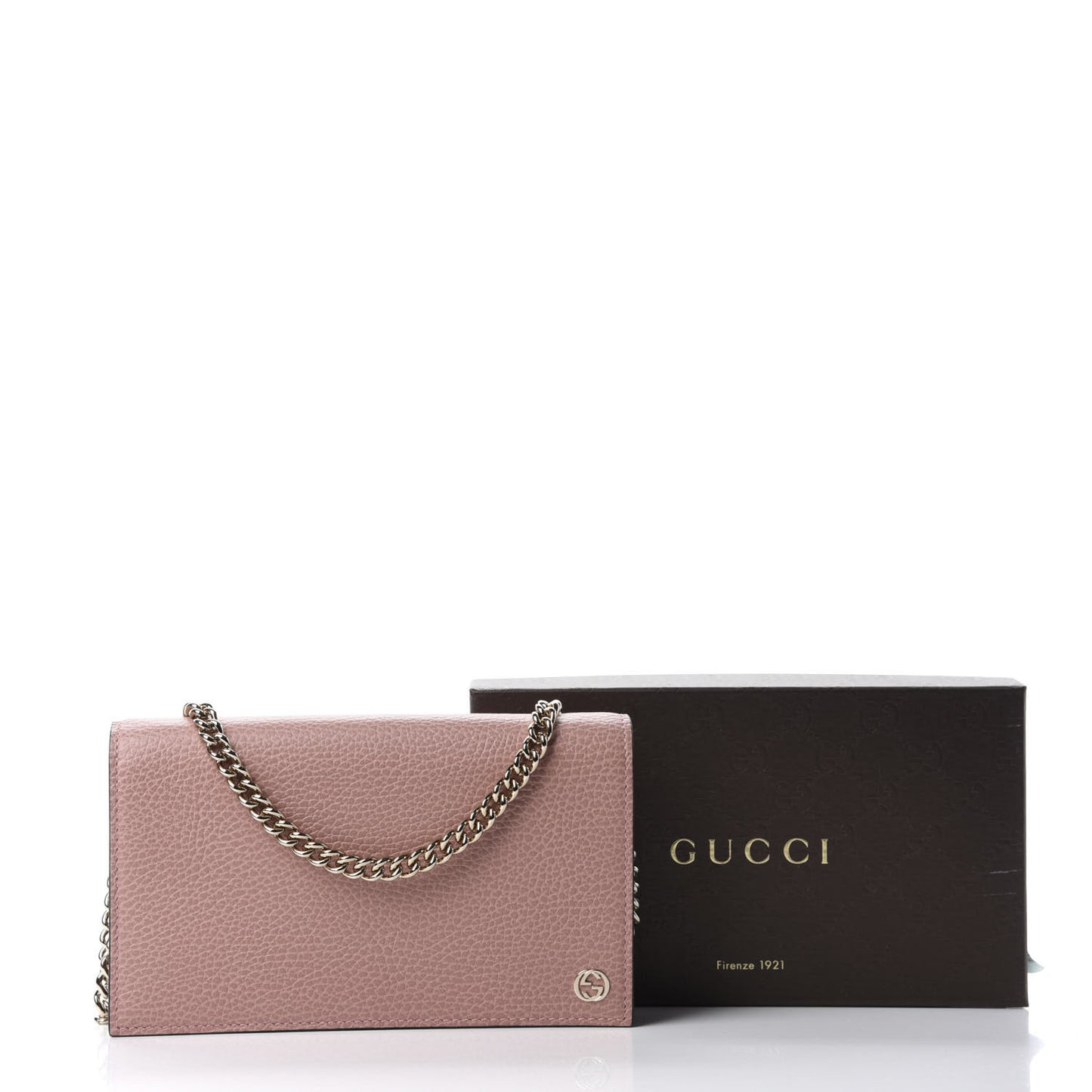 Dollar Calfskin Medium Betty Chain Wallet Soft Pink