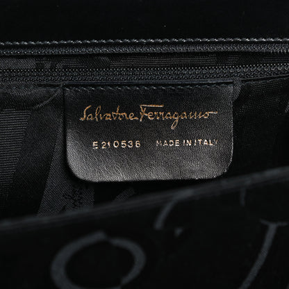 Salvatore Ferragamo Calfskin Gancini 2-Way Top Handle Bag Black 6 of 11