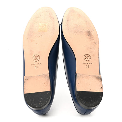 Chanel Lambskin Cap Toe CC Ballerina Flats 36 Dark Blue Black 6 of 10