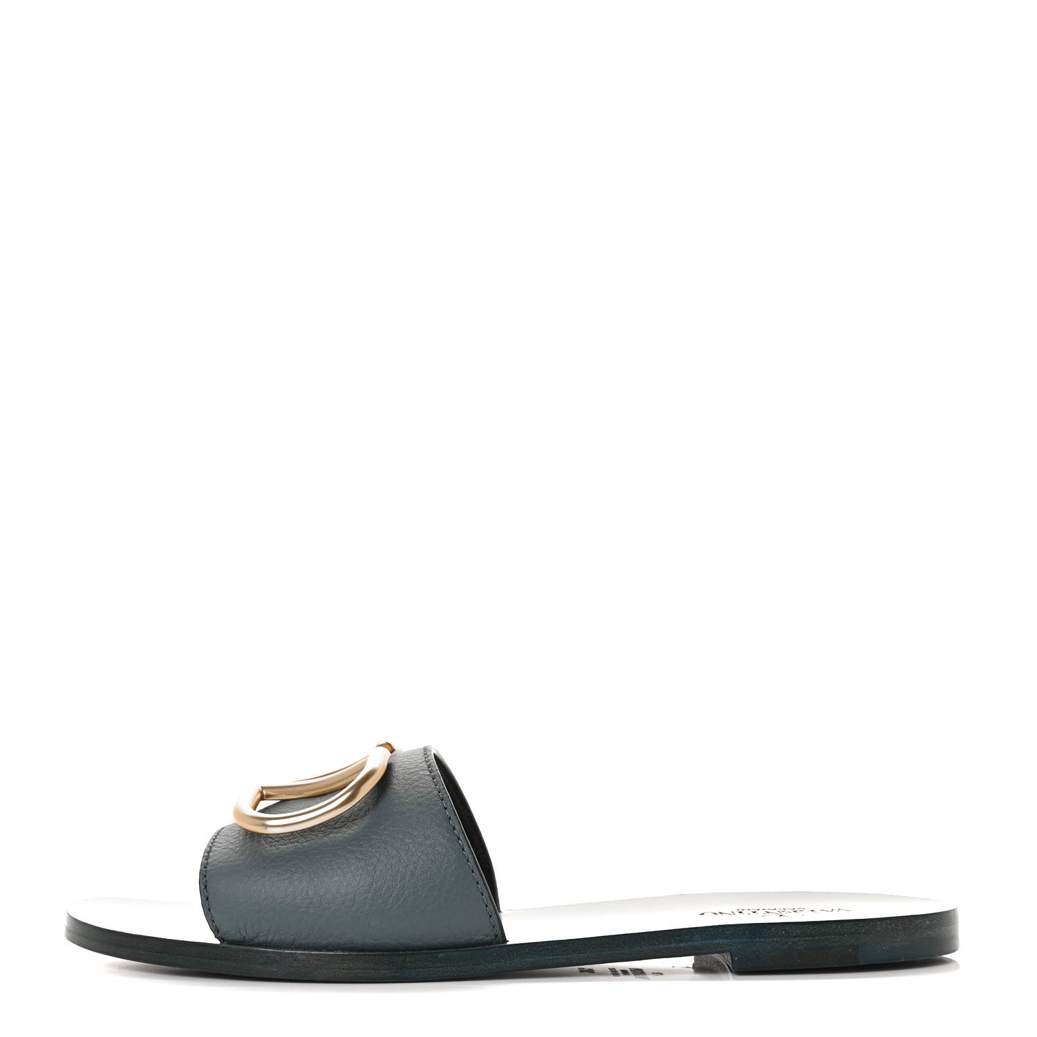 Valentino Garavani Grainy Cowhide Vlogo Flat Slide Sandals 38.5 Amadeus 1 of 9