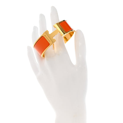 Hermes Enamel Wide Clic Clac H Bracelet GM Orange 2 of 4