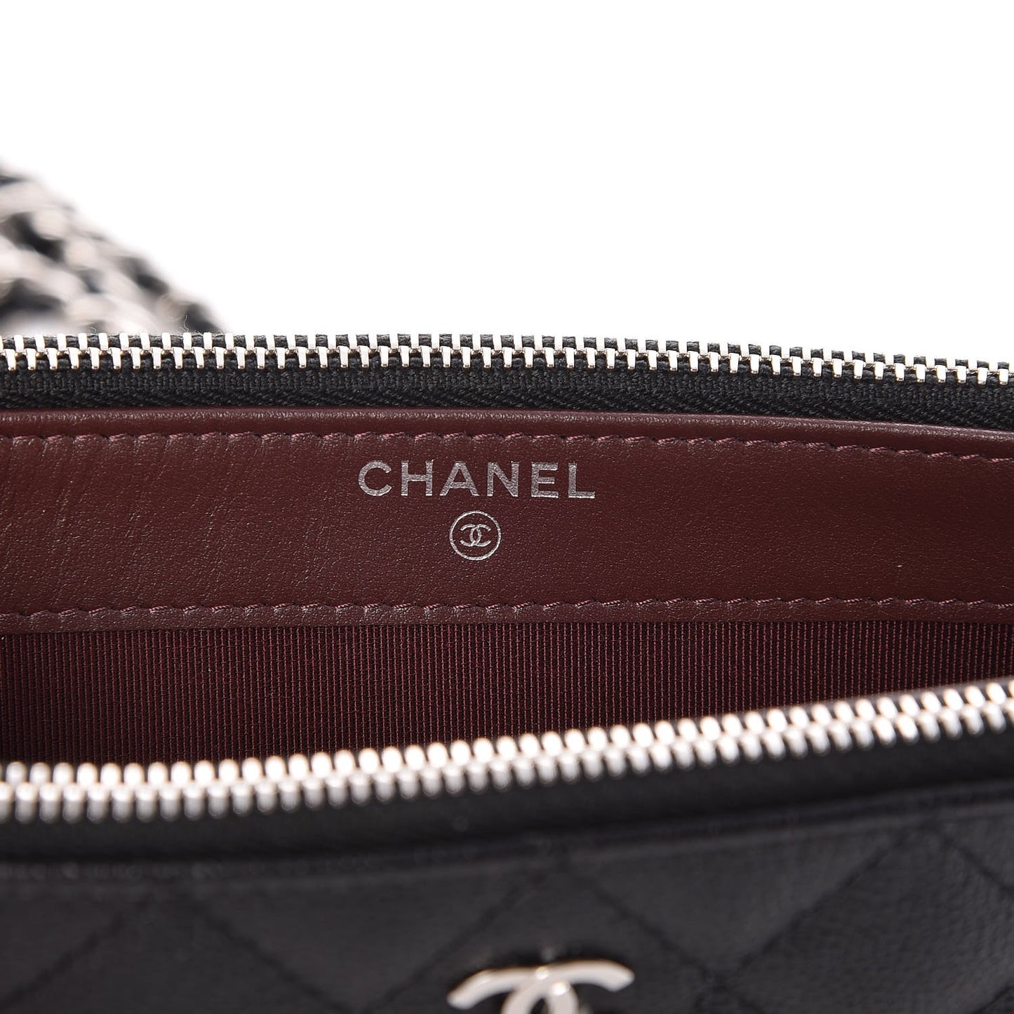 Caviar Quilted Small Clutch With Chain Black