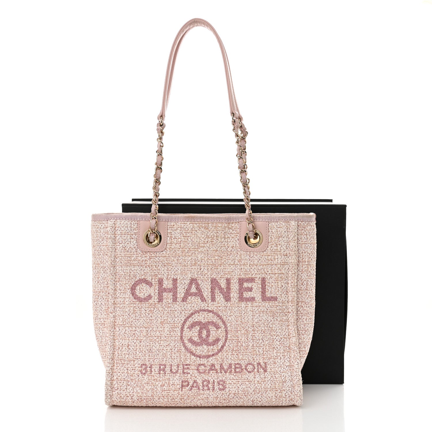 Chanel Mixed Fibers Calfskin Mini Deauville Tote Rose Pink 11 of 11
