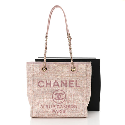 Chanel Mixed Fibers Calfskin Mini Deauville Tote Rose Pink 11 of 11