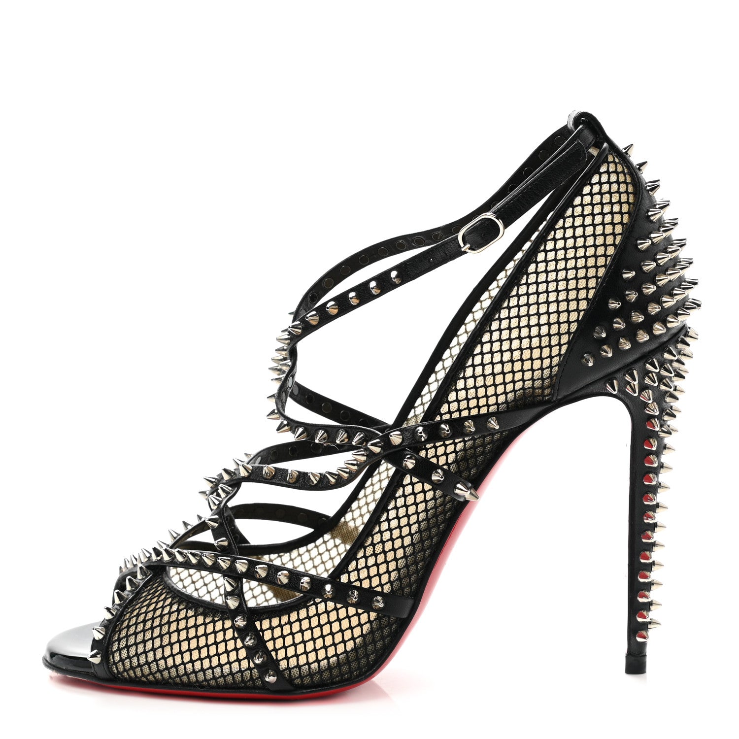Christian Louboutin Rete Mini Resille Kid Specchio Alarc 100 Pump 36 Black 1 of 9
