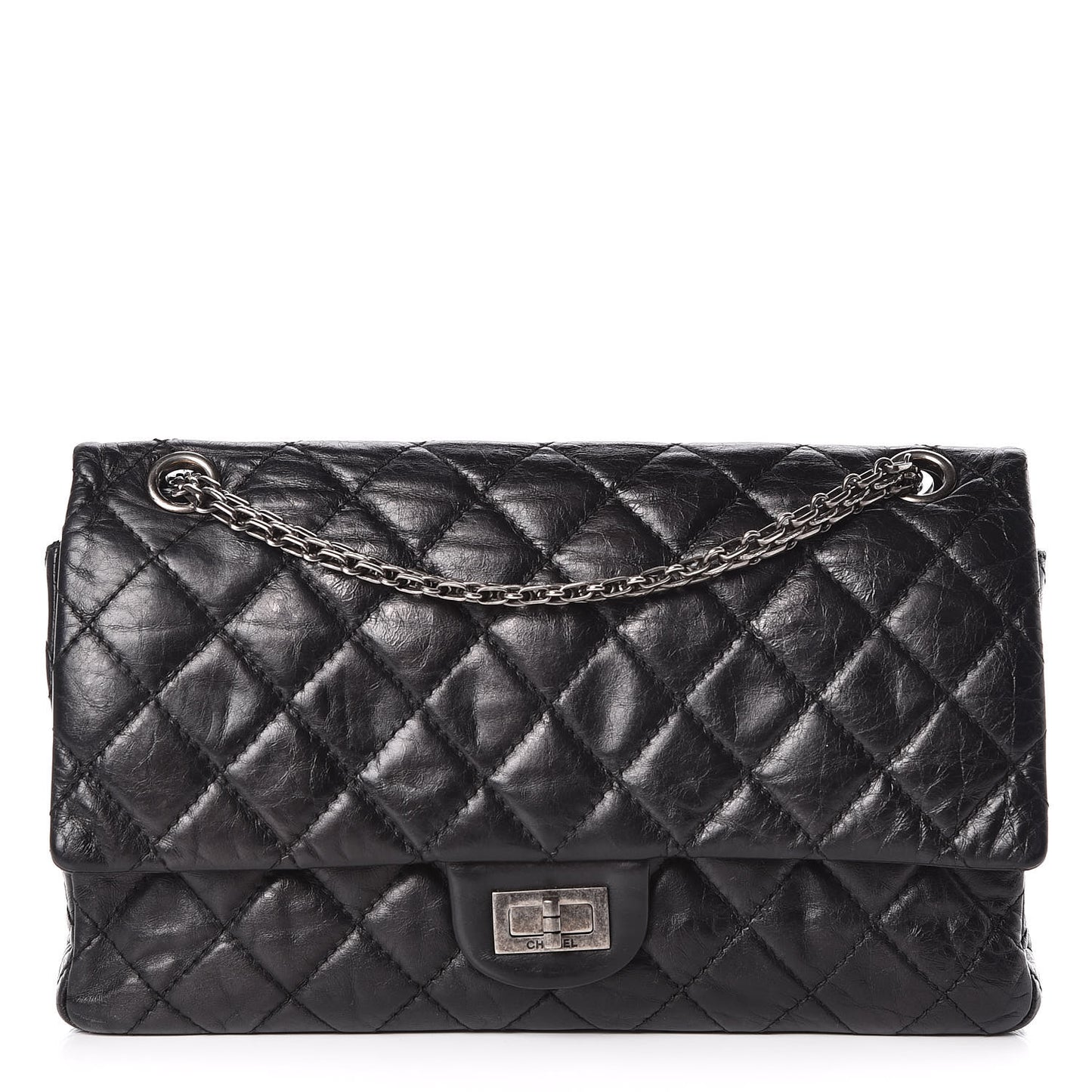 Metallic Aged Calfskin 2.55 Reissue 226 Flap Black