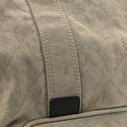 Chanel Washed Toile Calfskin Quilted Large Street Style Travel Bag Beige Black 12 of 12