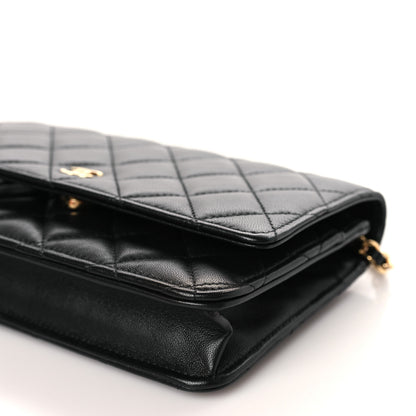 Chanel Lambskin Quilted Wallet On Chain WOC Black 10 of 11