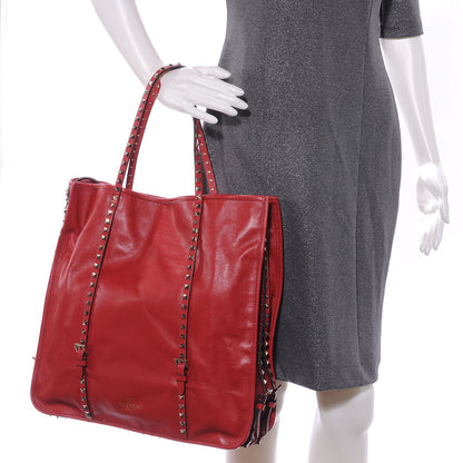 Valentino Garavani Nappa Rockstud Shopper Tote Red 2 of 7