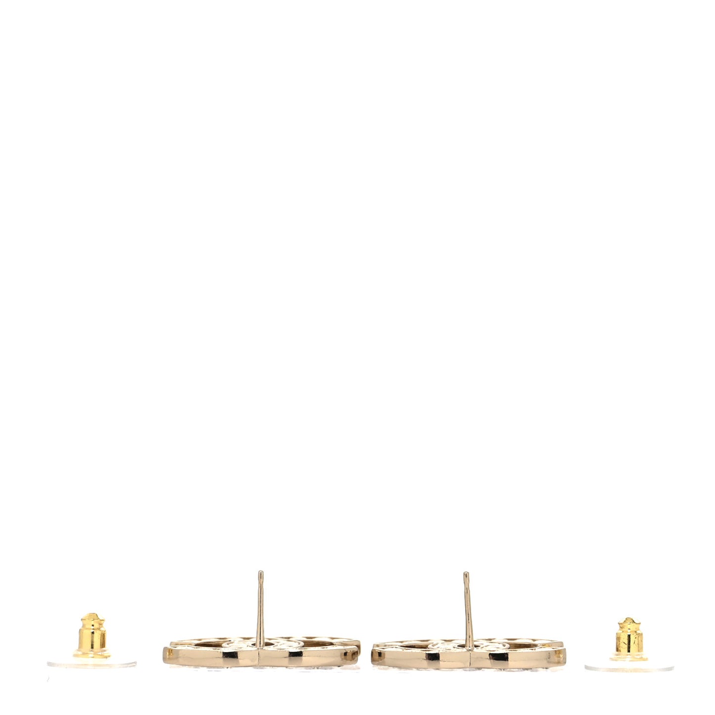 Metal Crystal Large CC Earrings Light Gold