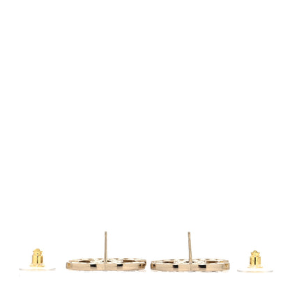 Chanel Metal Crystal Large CC Earrings Light Gold 3 of 4
