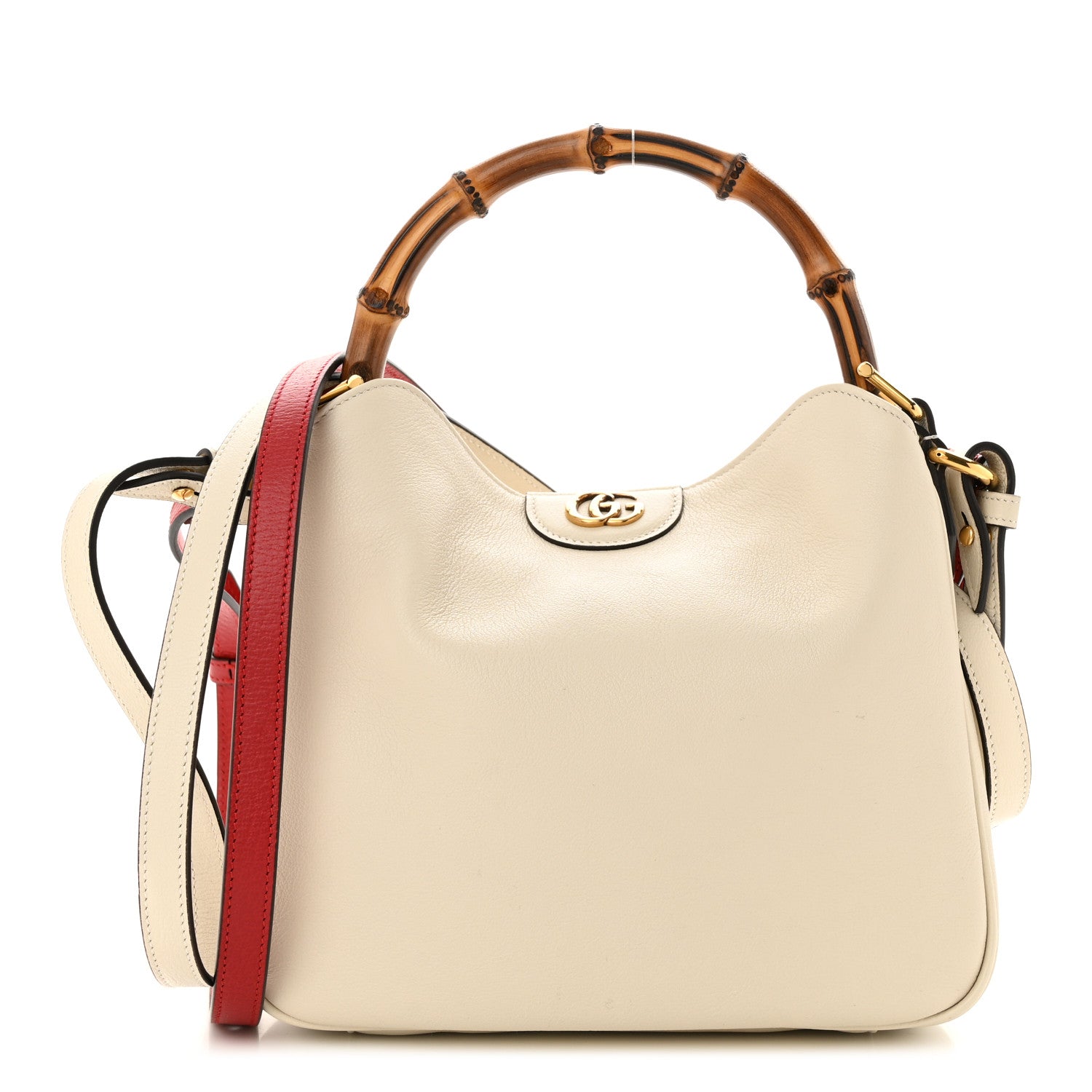 Gucci Softy Wonka Textured Dollar Calfskin Small Diana Shoulder Bag Mystic White Hibiscus Red 1 of 11