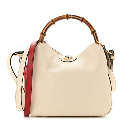 Gucci Softy Wonka Textured Dollar Calfskin Small Diana Shoulder Bag Mystic White Hibiscus Red 1 of 11