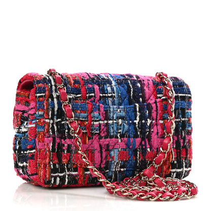 Chanel Tweed Quilted Mini Rectangular Flap Red Pink Black 3 of 12