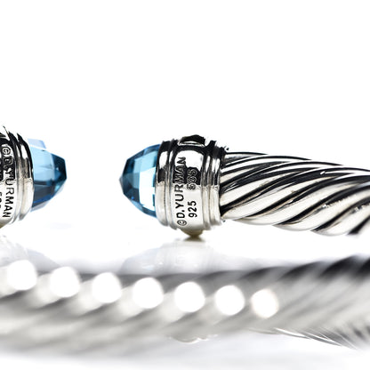 David Yurman Sterling Silver 14K Yellow Gold Blue Topaz 7mm Cable Classics Bracelet 5 of 5
