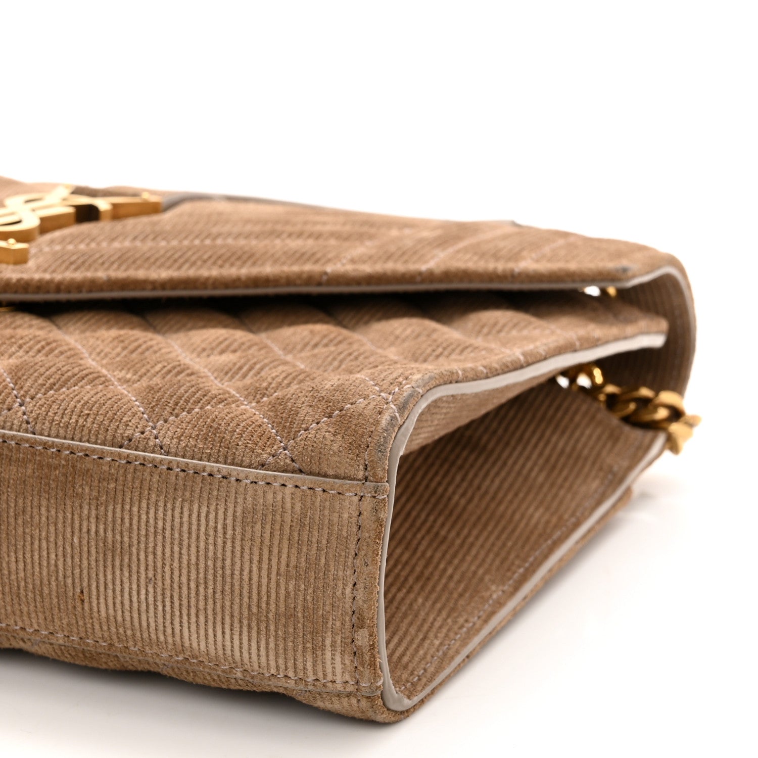 Saint Laurent Canvas Calfskin Mixed Matelasse Triquilt Medium Monogram Satchel Beige 9 of 11