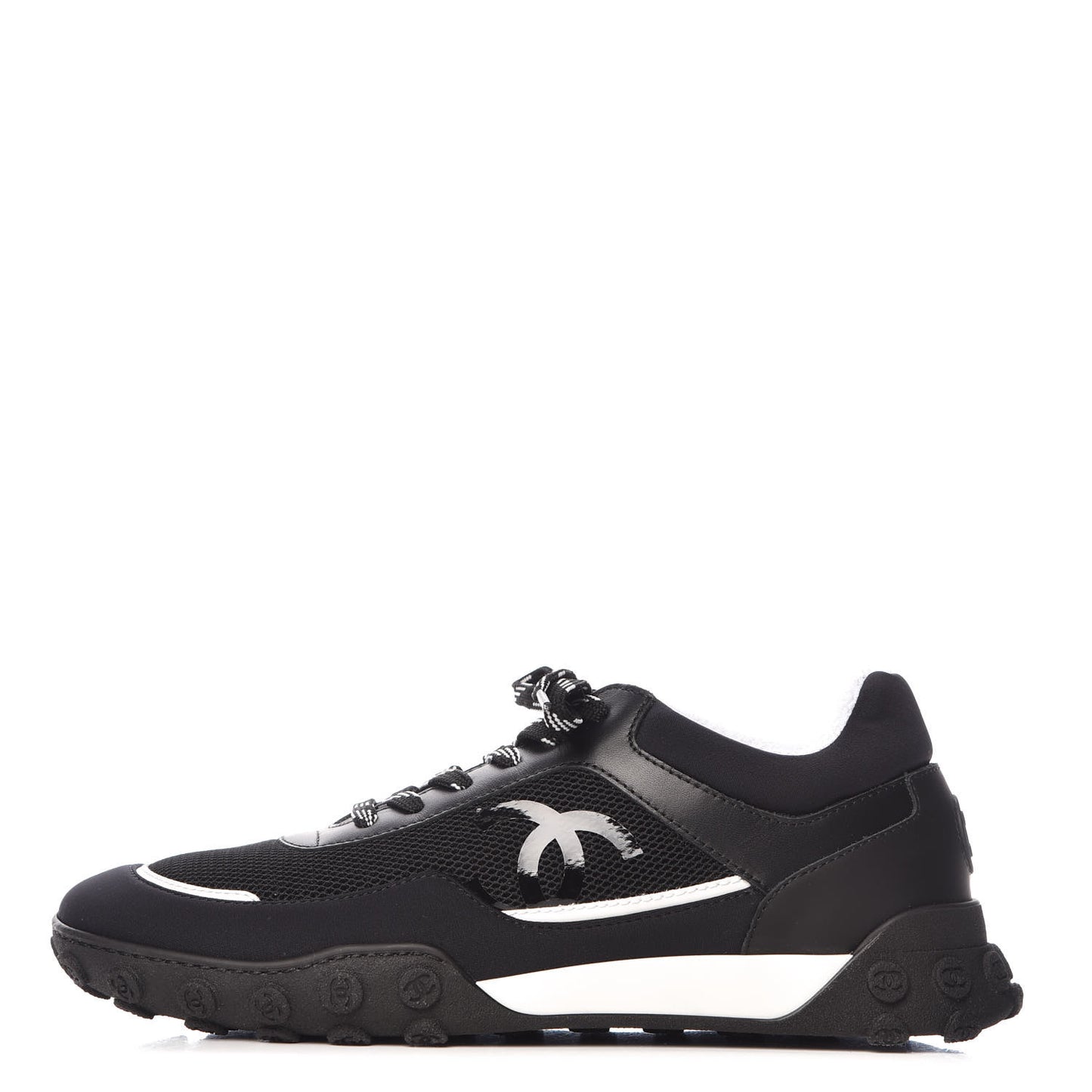 Calfskin Mesh Lycra Sneakers 41 Black