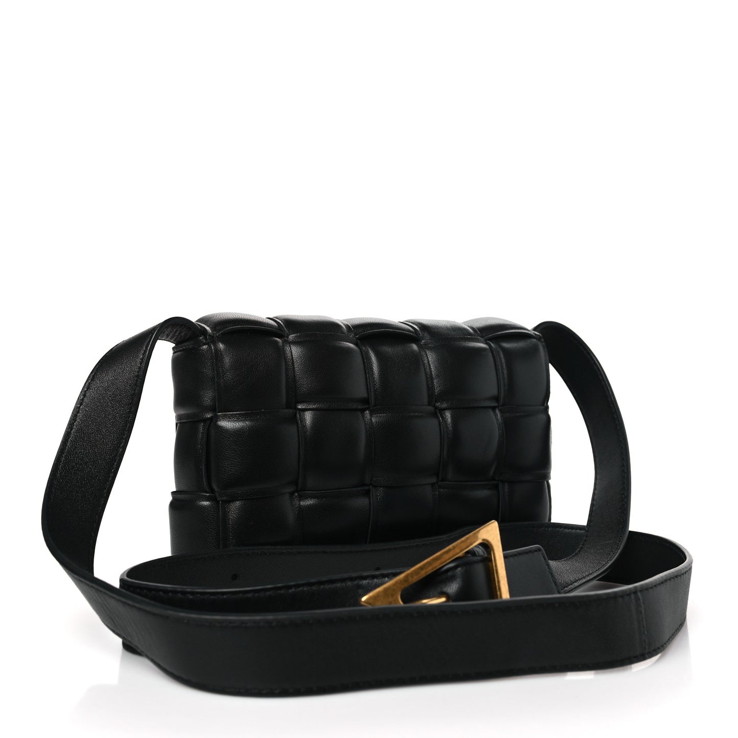 Nappa Intrecciato Small Padded Cassette Crossbody Bag Black