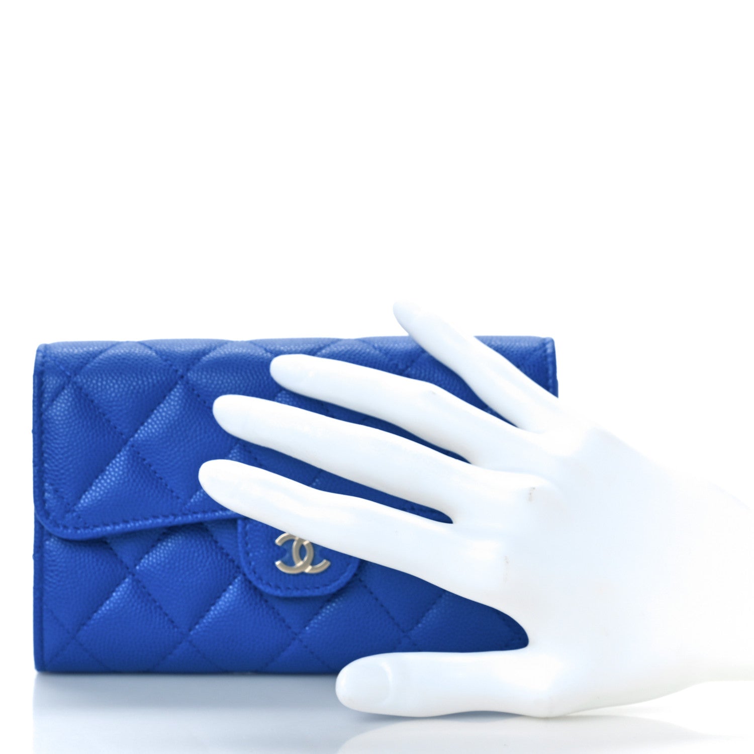 Chanel Caviar Quilted Medium Flap Wallet Blue 2 of 9