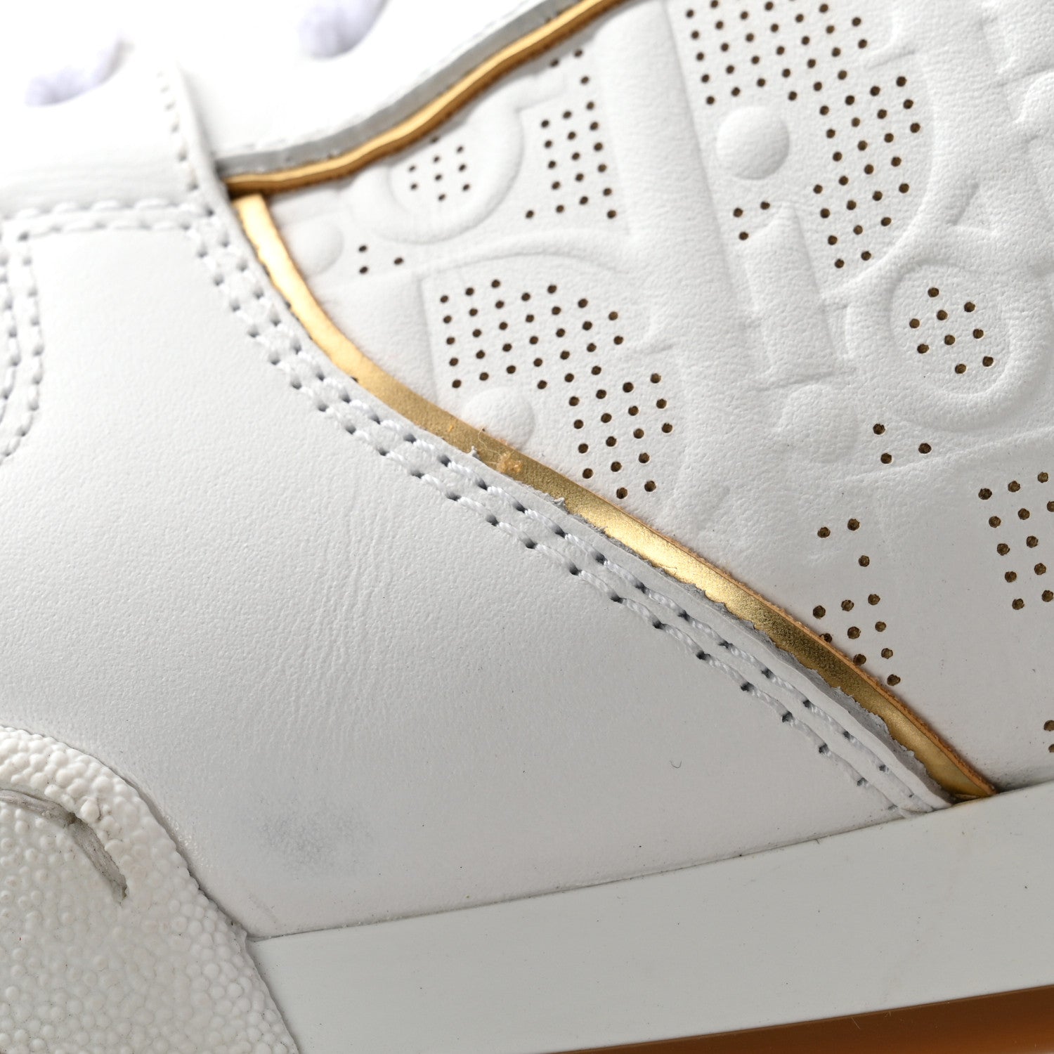 Christian Dior Calfskin Oblique Laser Perforated Dior One Low Sneakers 39.5 Off White Gold 12 of 15