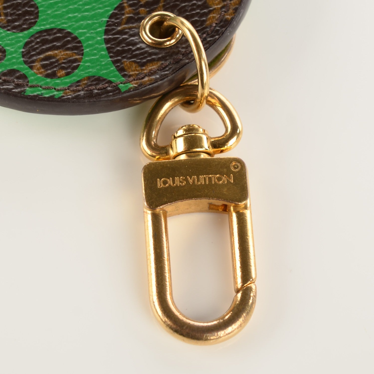 Louis Vuitton Monogram Kusama Pumpkin Dots Key Ring Green 5 of 5