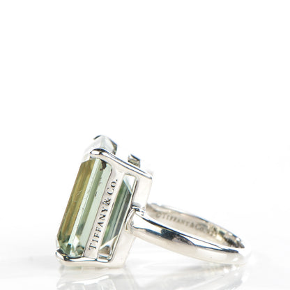 Tiffany Sterling Silver Green Quartz Sparklers Cocktail Ring Sz 6 3 of 5