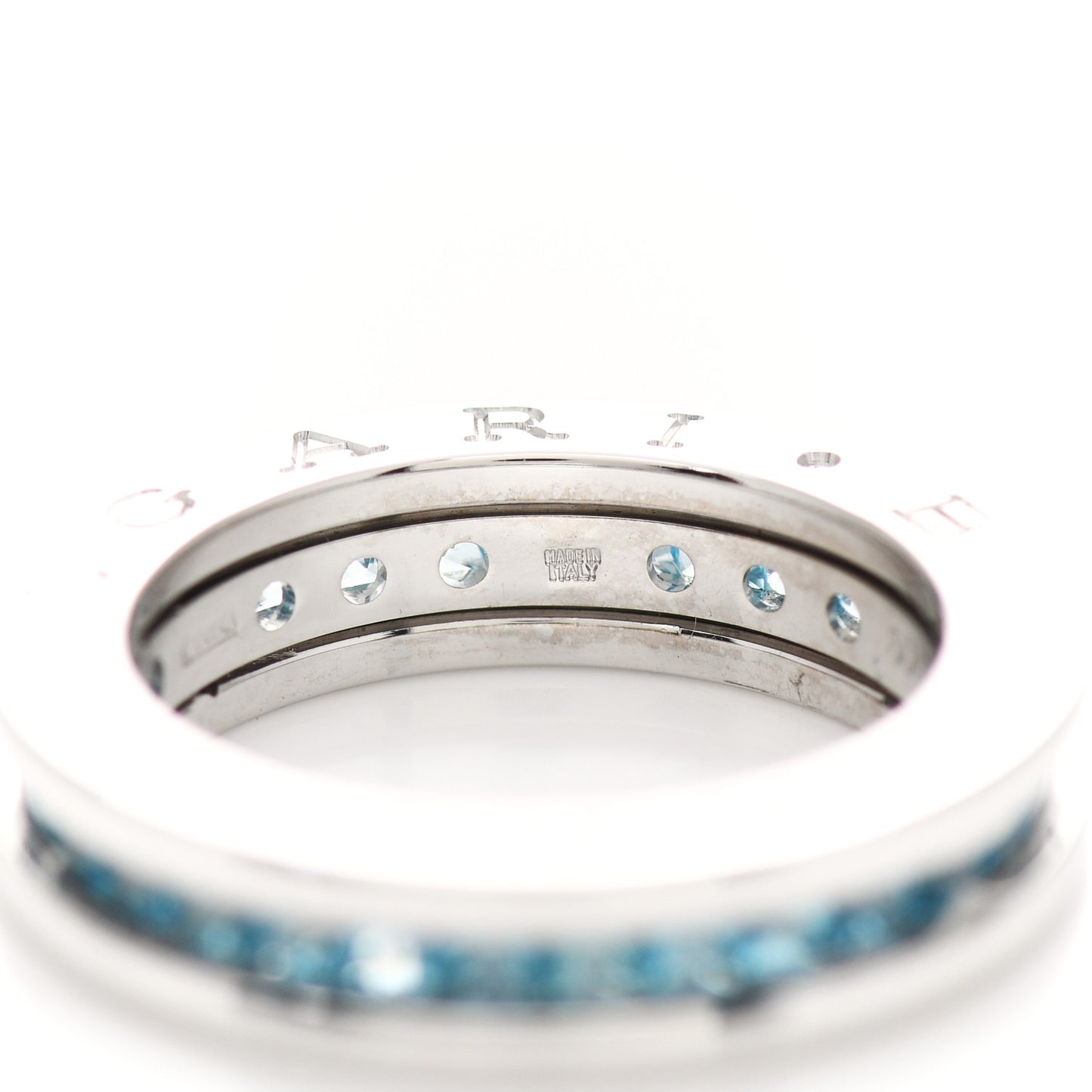 18K White Gold Blue Topaz B.Zero1 One-Band Ring 50 5.25