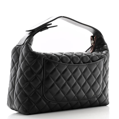 Chanel Lambskin Quilted Hobo Black 3 of 9