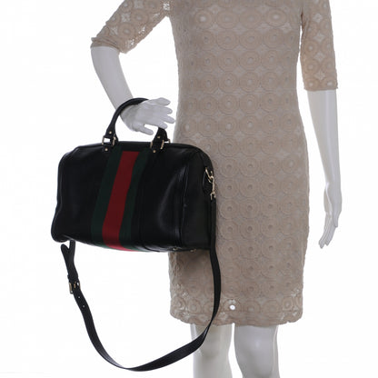 Gucci Leather Vintage Web Medium Boston Black 2 of 7