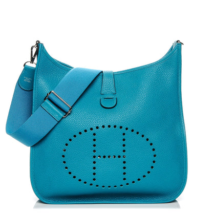 Hermes Taurillon Clemence Evelyne III GM Turquoise 1 of 6