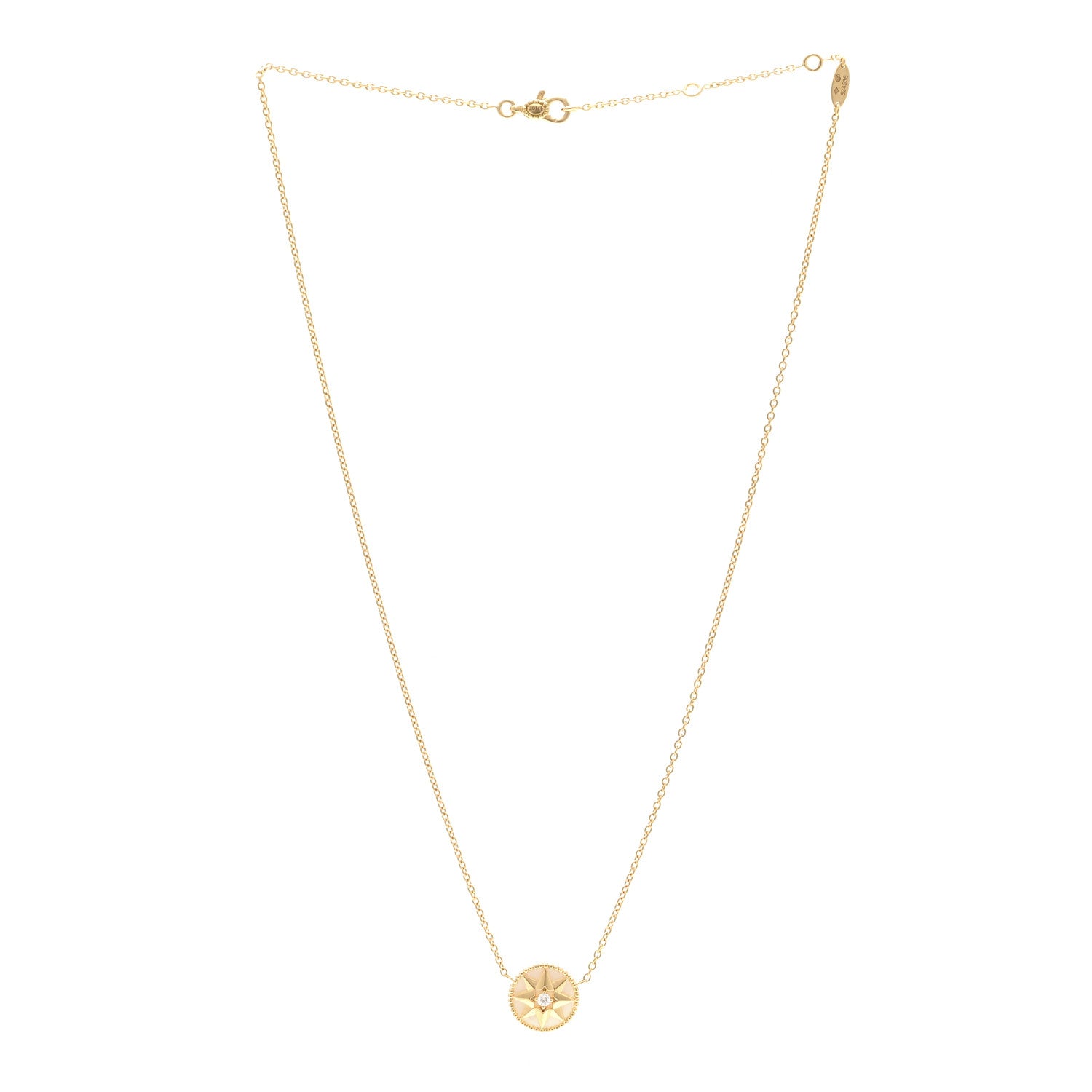 Christian Dior 18K Yellow Gold Diamond Mother of Pearl Rose Des Vents Necklace 3 of 5