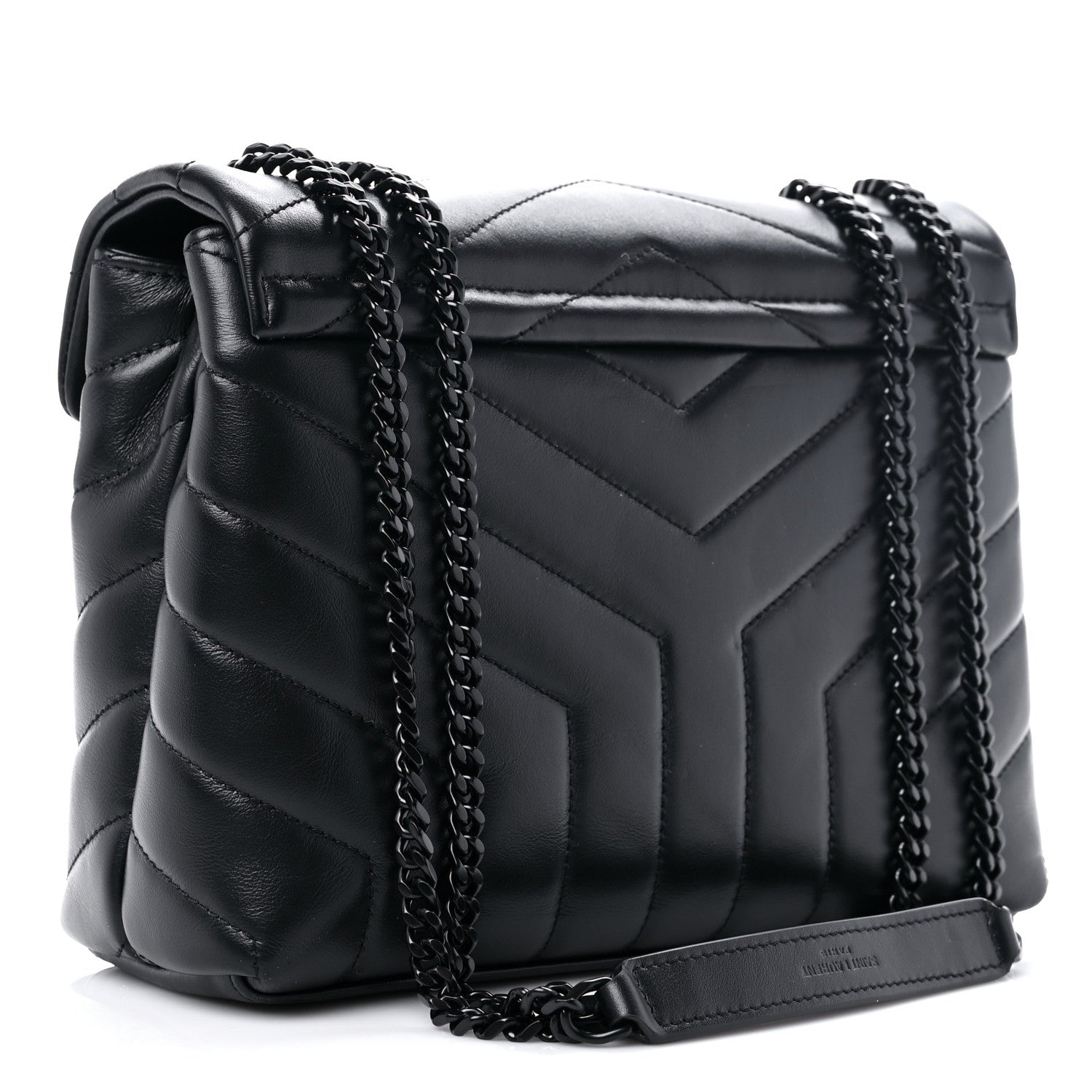 Saint Laurent Calfskin Y Quilted Monogram Monochrome Small Loulou Chain Satchel Black 3 of 9