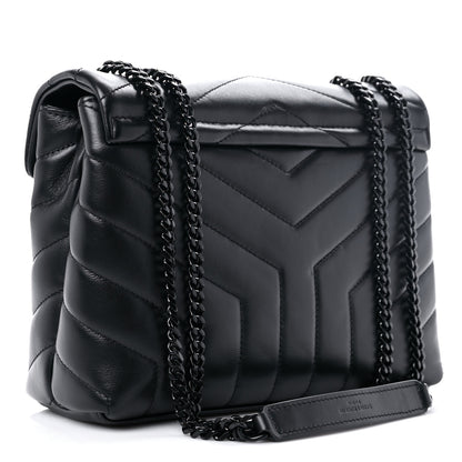 Saint Laurent Calfskin Y Quilted Monogram Monochrome Small Loulou Chain Satchel Black 3 of 9