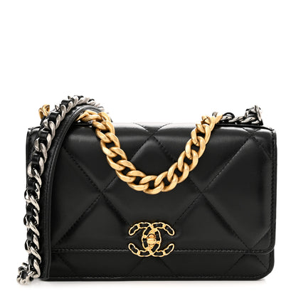 Chanel Lambskin Quilted Chanel 19 Wallet On Chain WOC Black 1 of 12