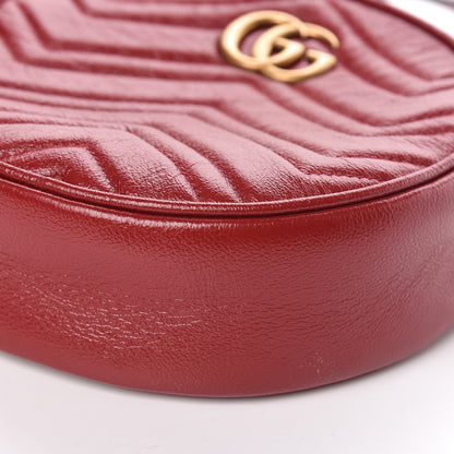 Gucci Glazed Calfskin Matelasse Heart Mini GG Marmont Round Shoulder Bag Romantic Cerise 10 of 10