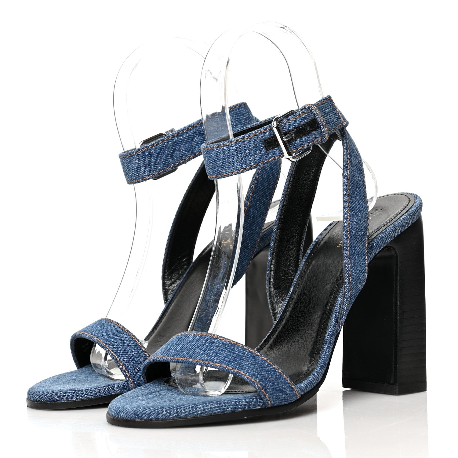 Balenciaga Denim Ankle Strap Round Heel Sandals 35 Bleu Clair 3 of 8
