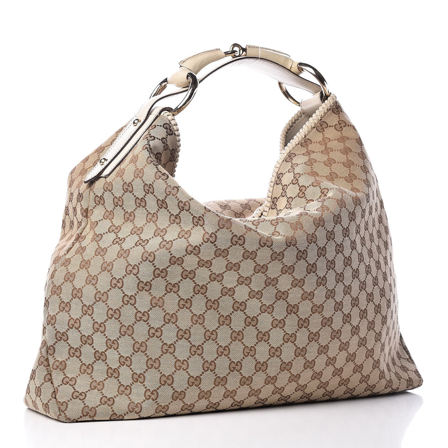 Monogram Large Horsebit Chain Hobo Off White