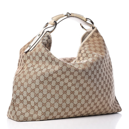 Gucci Monogram Large Horsebit Chain Hobo Off White 3 of 9